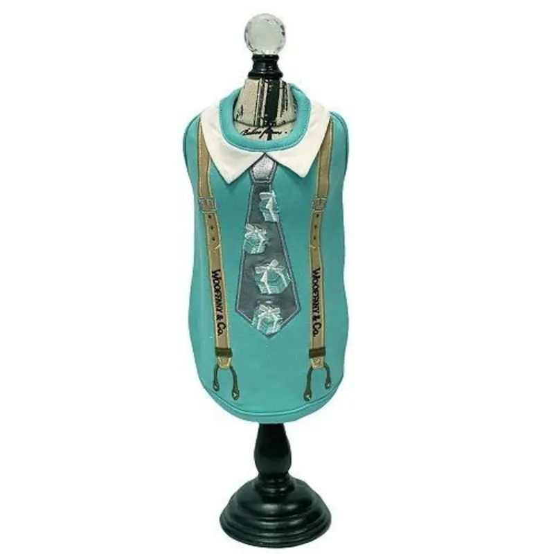 Designer Wooffany Blue Box Tie Dog Tank XXS