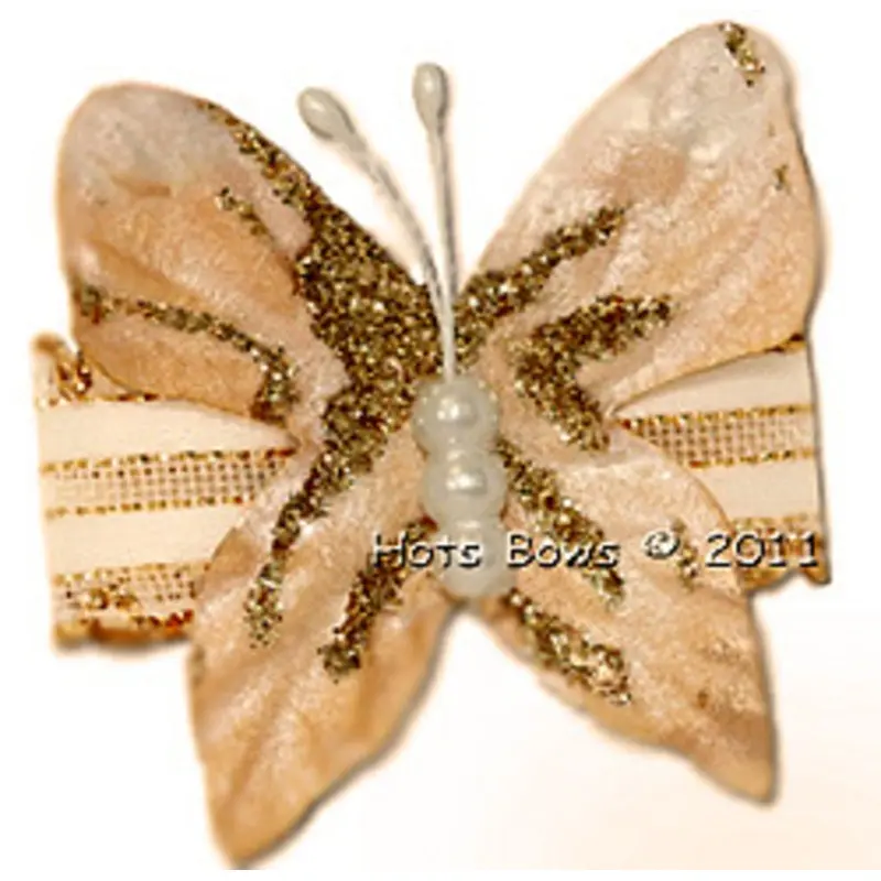 Dog Bow Barrette- Paper Wings Butterfly Latex Bands