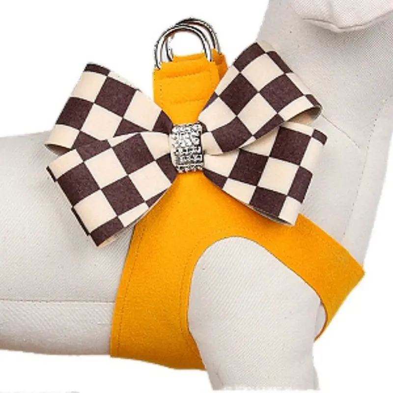 Windsor Check Marigold Nouveau Bow Dog Step in Harness Usually ships in 2-3 weeks.