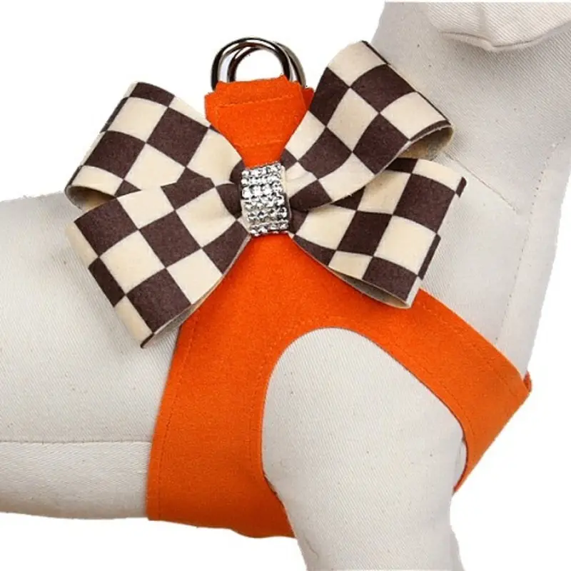 Windsor Check Orange Nouveau Bow Dog Step in Harness Usually ships in 2-3 weeks.
