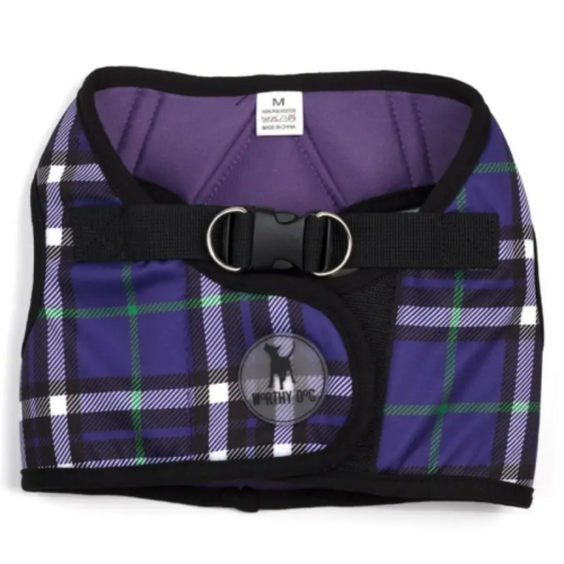 Worthy Dog Step-in Sidekick Dog Harness - Purple Plaid