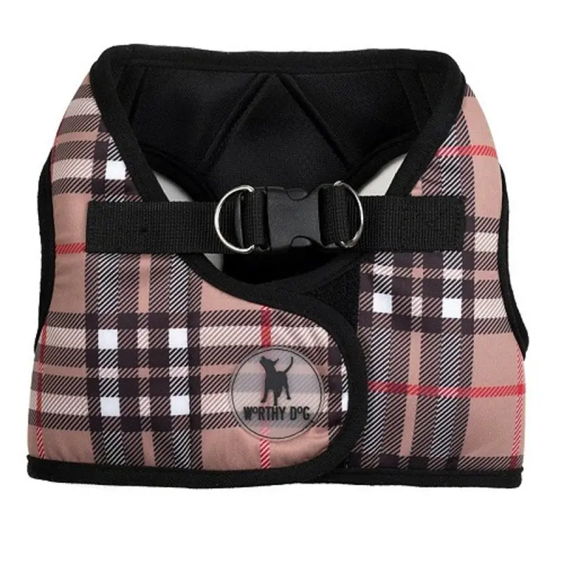 Worthy Dog Step-in Sidekick Dog Harness - Tan Plaid