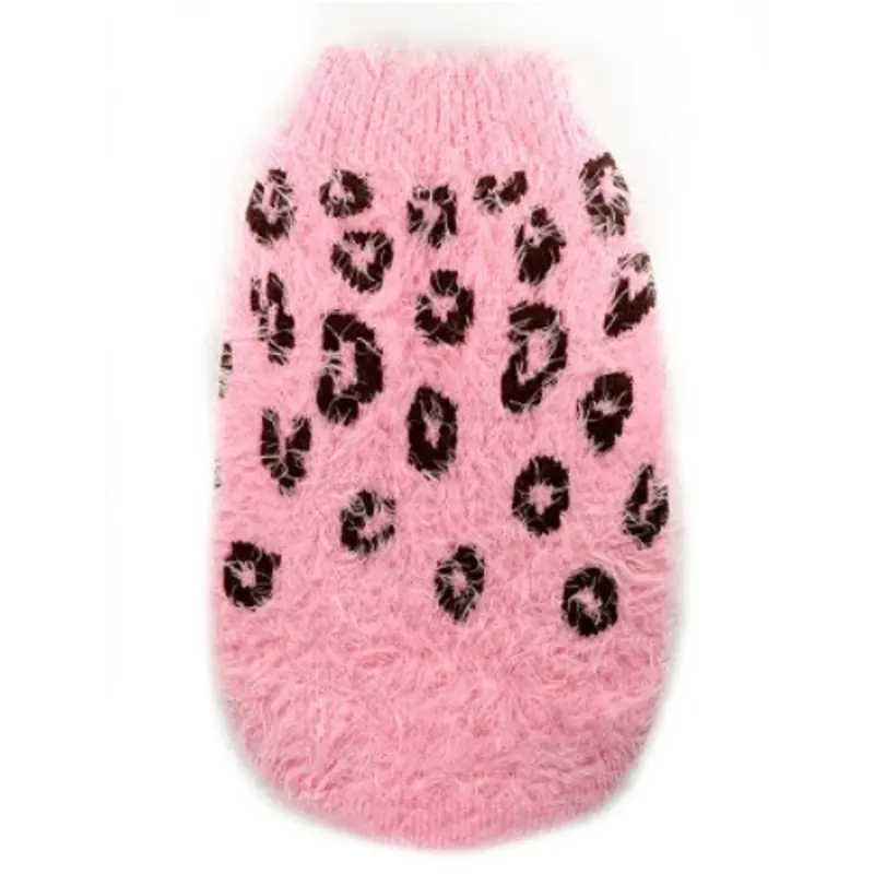 FeatherSoft Cheetah Dog Sweater - Pink XS