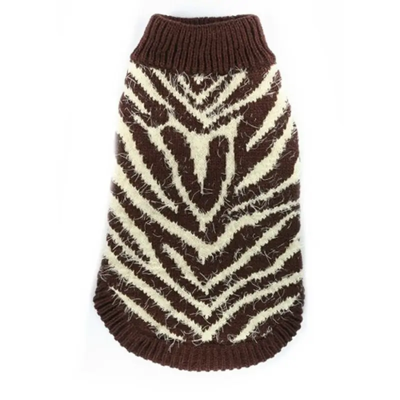 FeatherSoft Zebra Dog Sweater - Brown XS