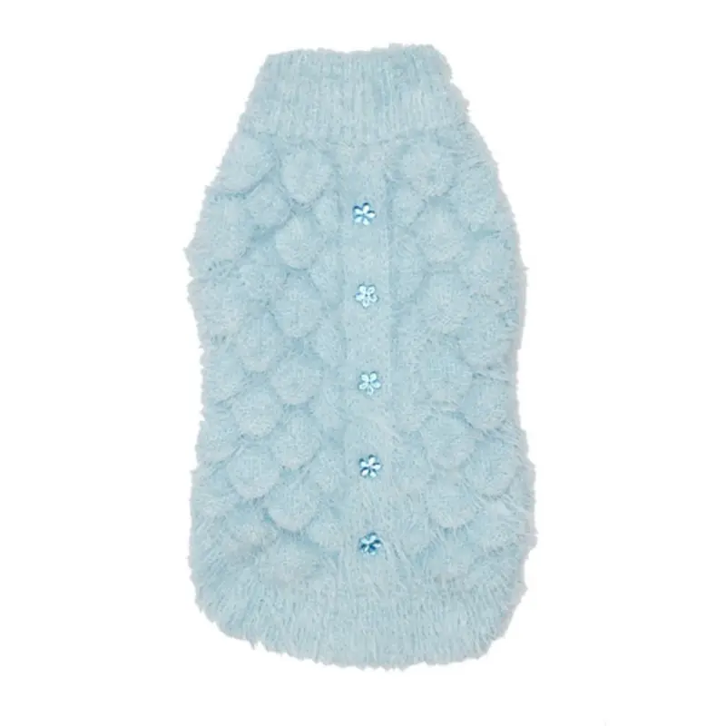 Mohair Blossom Dog Sweater - Blue XS