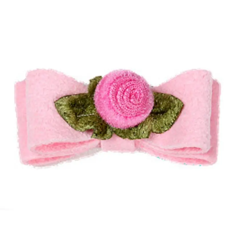 Puppy Pink Sweetheart Rose Dog Hair Bows - Susan Lanci XS