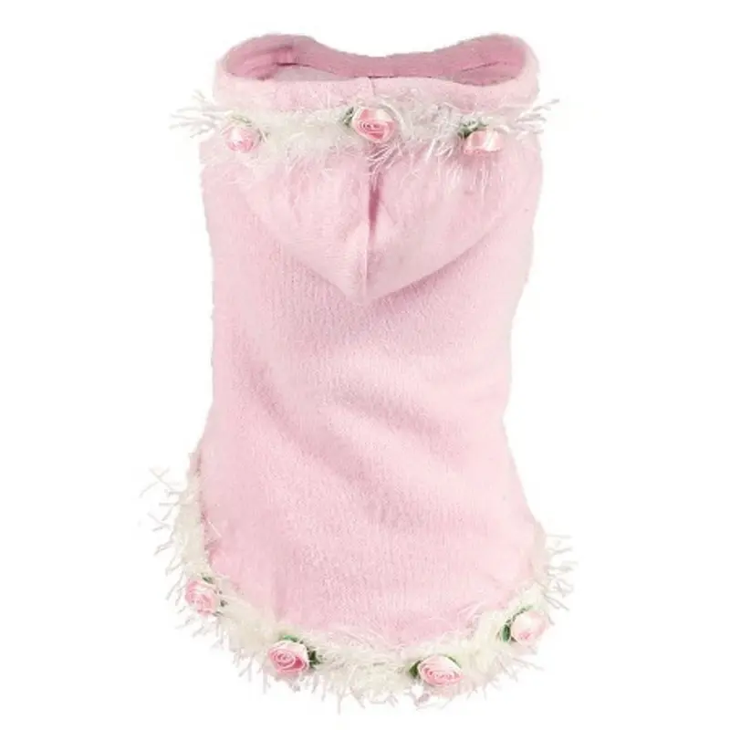 Soft Pink Rose Dog Sweater Hoodie Medium