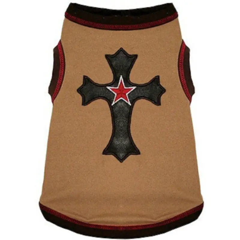 Tan Cross Dog Tank - Big Dog Small 21" Big Dog Small