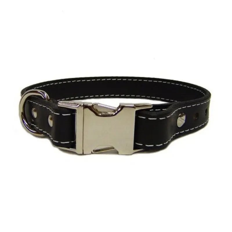 Black Seneca Leather Collar - Engravable