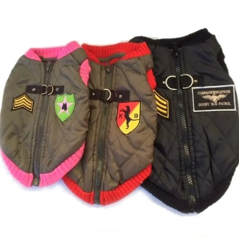 Bomber Dog Vest - Smaller Dogs Army Green w/Red trim, XS