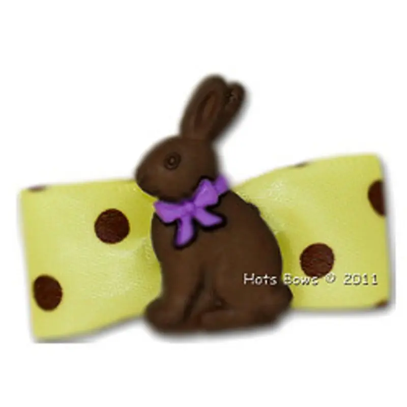 Dog Bow Barrette- Chocolate Bunny Latex Bands