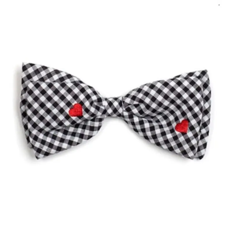 Gingham Hearts Pet Dog Bow Tie Small