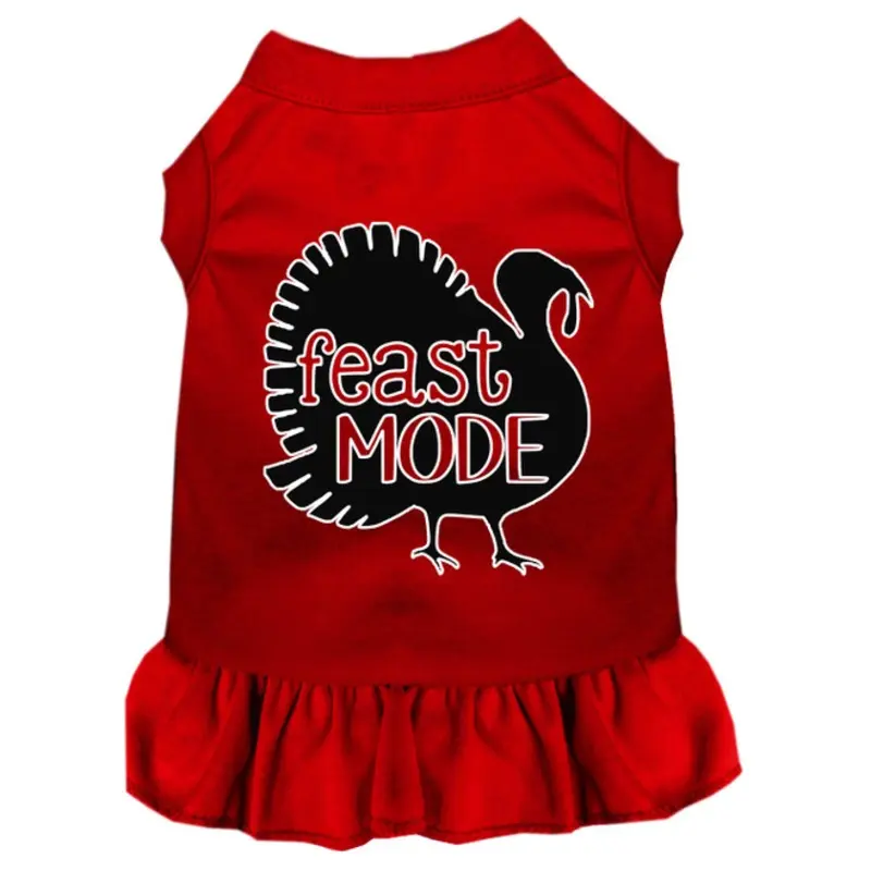 Feast Mode Screen Print Dog Dress Red