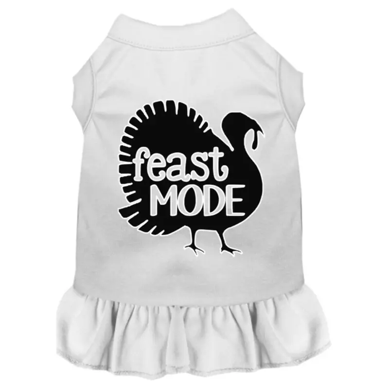 Feast Mode Screen Print Dog Dress White - MIR-58-429 WTXS