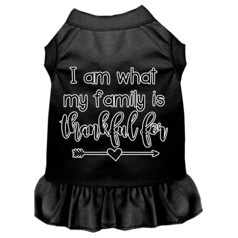 I Am What My Family Is Thankful For Screen Print Dog Dress Black