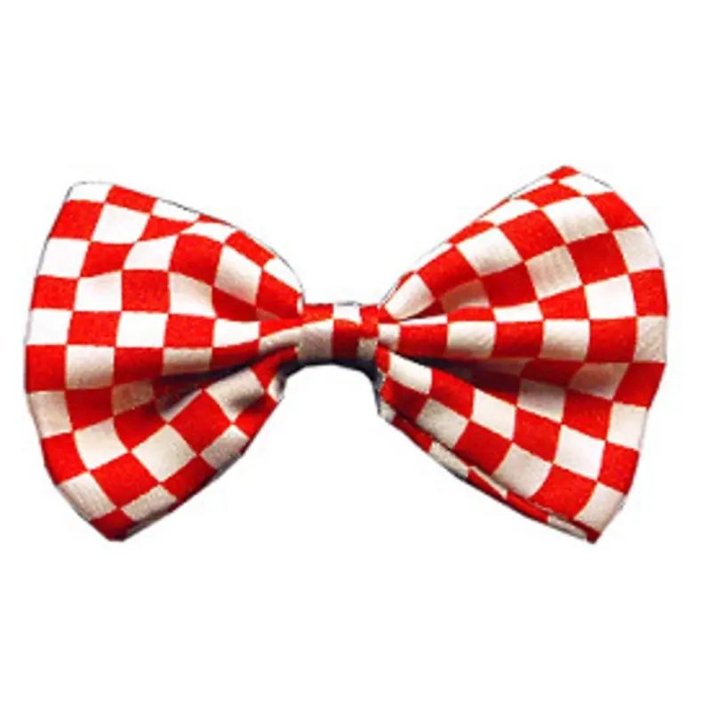 Checkered Red & White Dog Bow Tie One Size