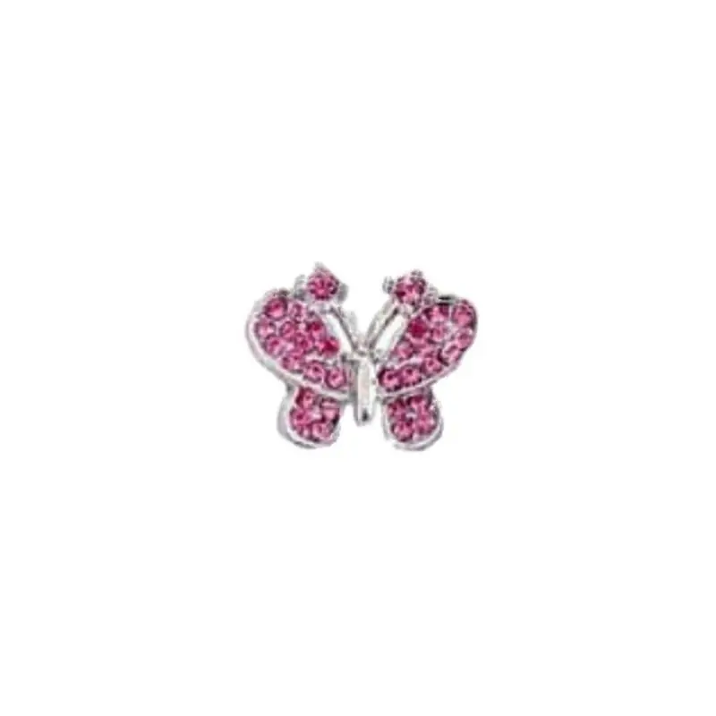 Crystal Butterfly 10mm Slide Charm Pink