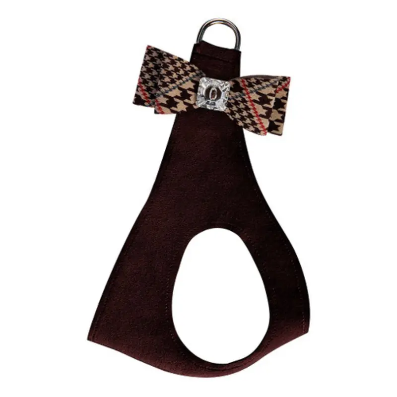 Chocolate Glen Houndstooth Big Bow Step In Harness - Choose Color