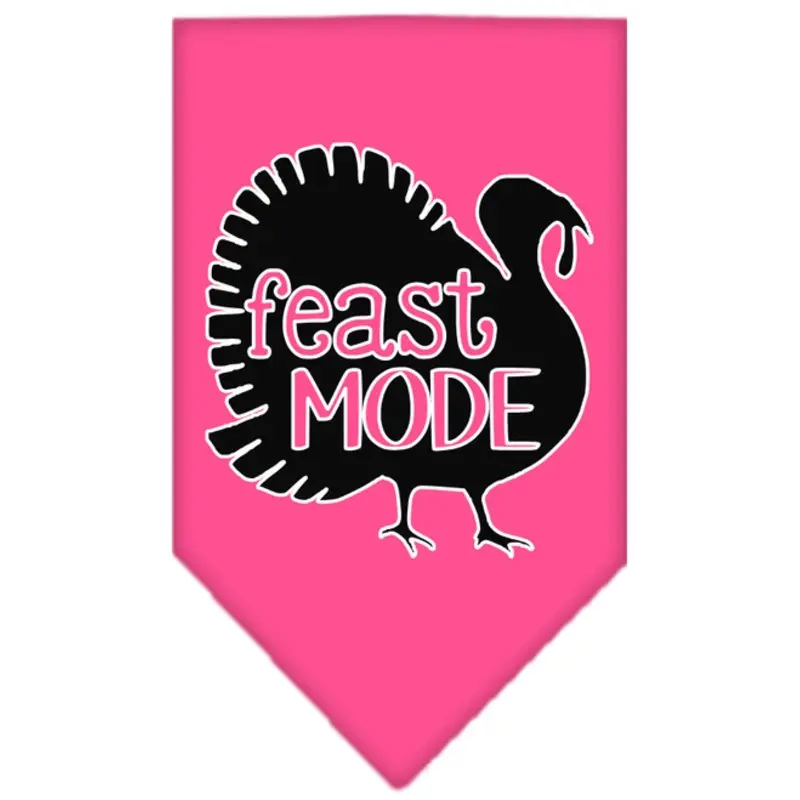 Feast Mode Screen Print Dog Bandana - Bright Pink Small  - 14" x 14" square