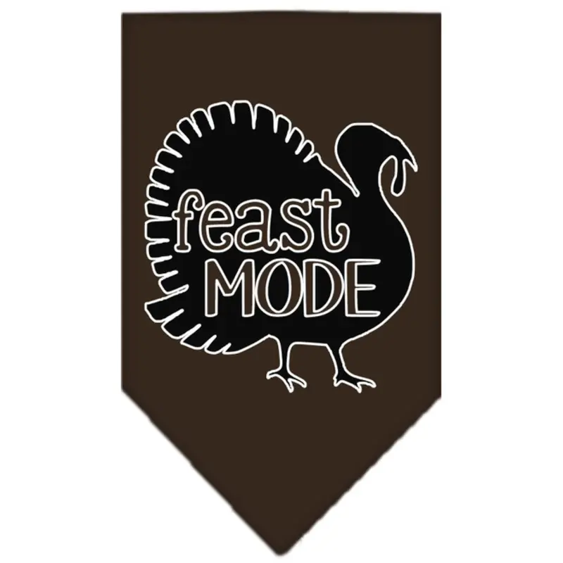 Feast Mode Screen Print Dog Bandana - Cocoa Small  - 14" x 14" square