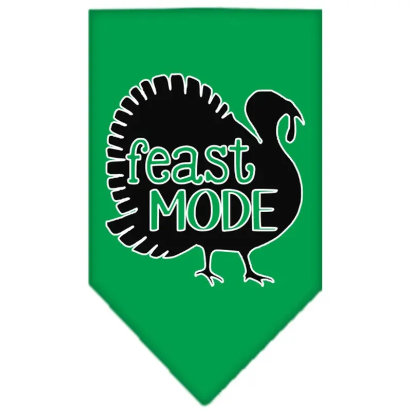 Feast Mode Screen Print Dog Bandana - Emerald Green Small  - 14" x 14" square