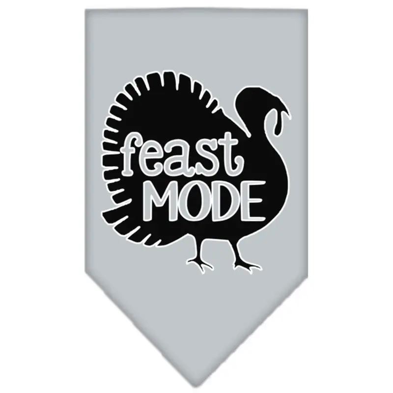 Feast Mode Screen Print Dog Bandana - Grey Small  - 14" x 14" square