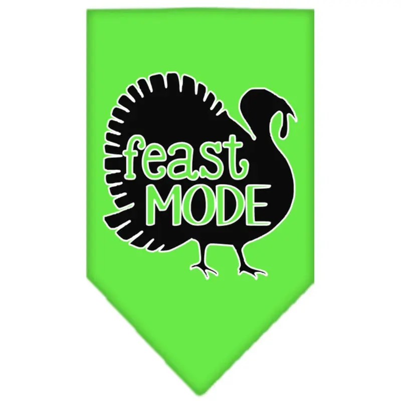 Feast Mode Screen Print Dog Bandana - Lime Green Small  - 14" x 14" square