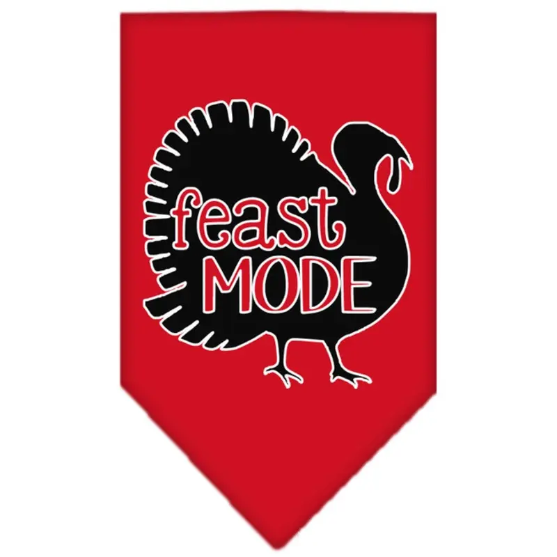 Feast Mode Screen Print Dog Bandana - Red Small  - 14" x 14" square
