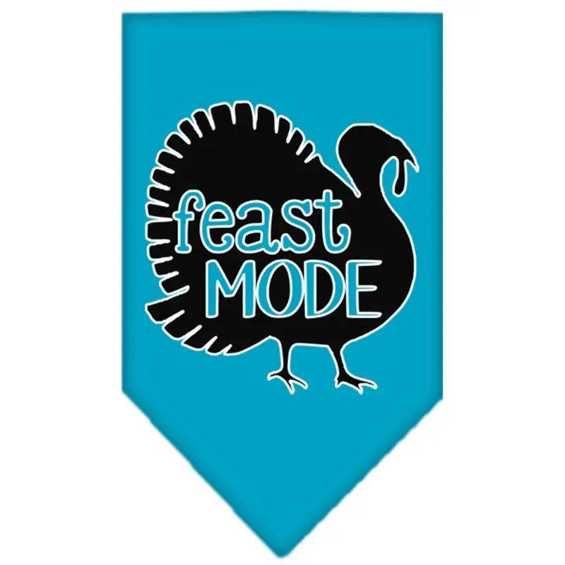 Feast Mode Screen Print Dog Bandana - Turquoise Small  - 14" x 14" square