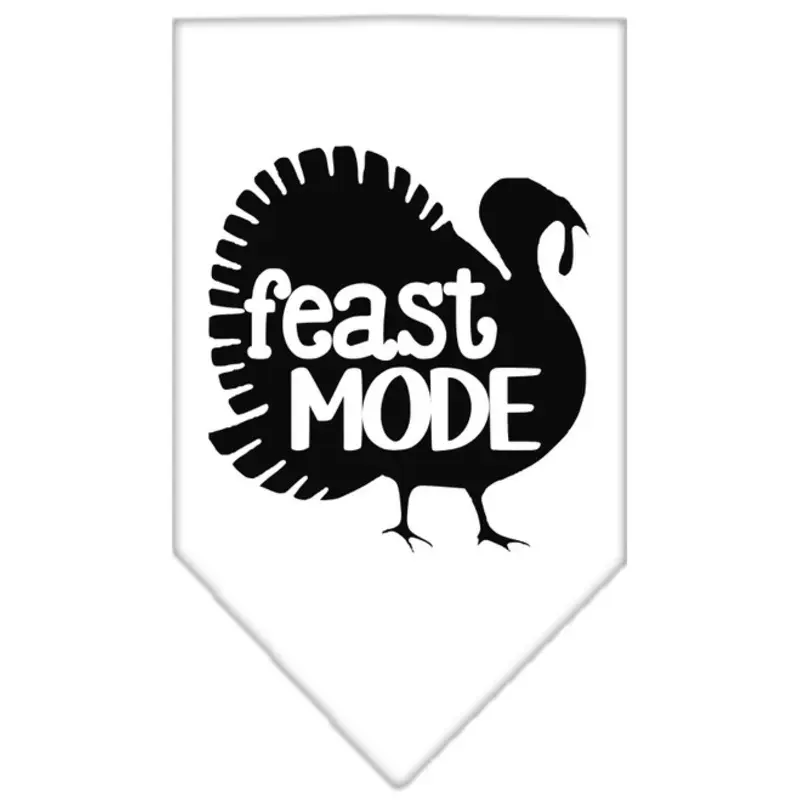 Feast Mode Screen Print Dog Bandana - White Small  - 14" x 14" square