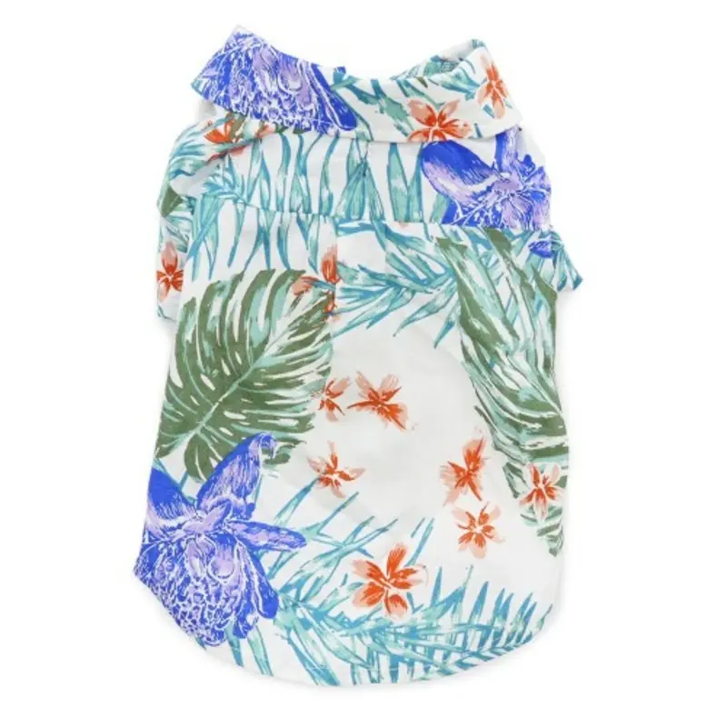 Blue Leafy Dog Camp Shirt