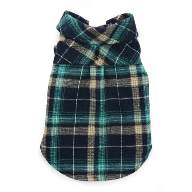 Flannel Button Down Dog Shirt - Blue