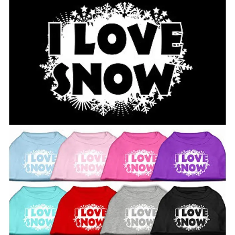 I Love Snow Screen Print Dog Tee Shirt XXS (6)