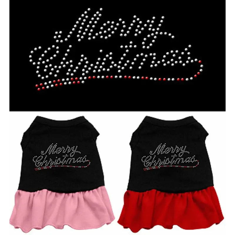 Merry Christmas Rhinestone Christmas Dog Dress