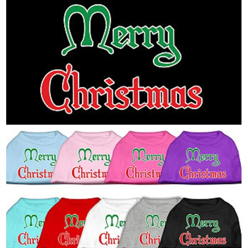 Merry Christmas Screen Print Dog Tee Shirt