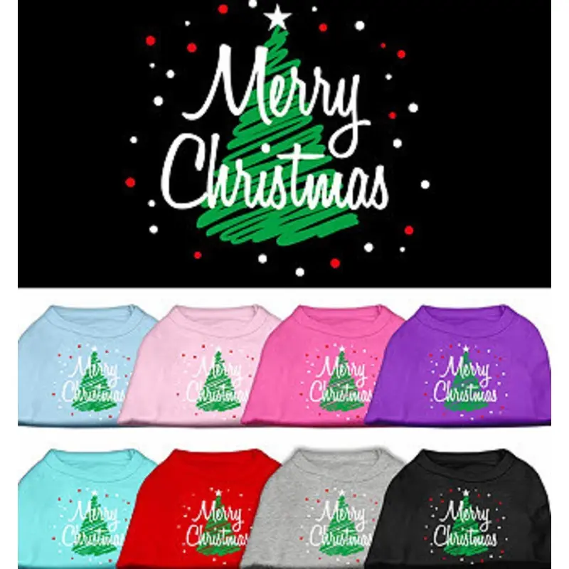 Merry Christmas Tree Print Dog Tee Shirt