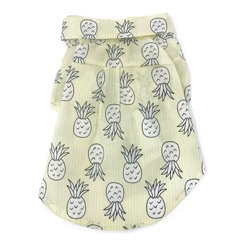 Pineapple Tropical Yellow Dog Camp Shirt Small