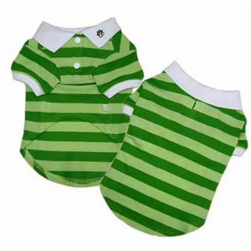 PP Striped Polo Dog Shirt - Green Large