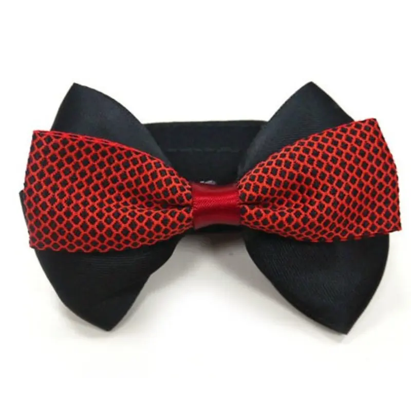 EasyBow Gentlemans Red & Black Bow Dog Collar Accessory Small
