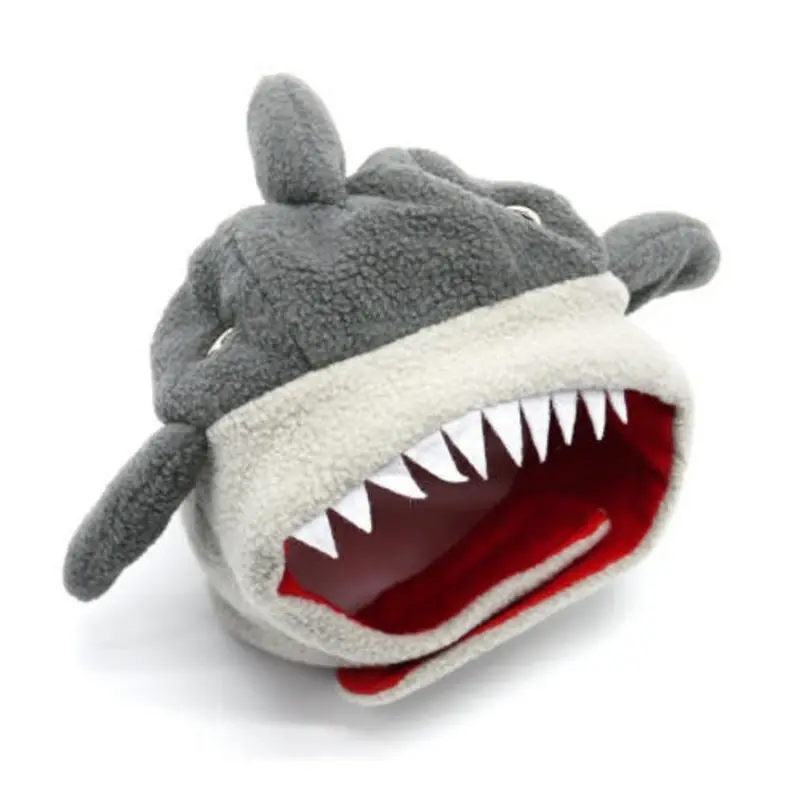 Gray Shark Pet Dog Hat XS