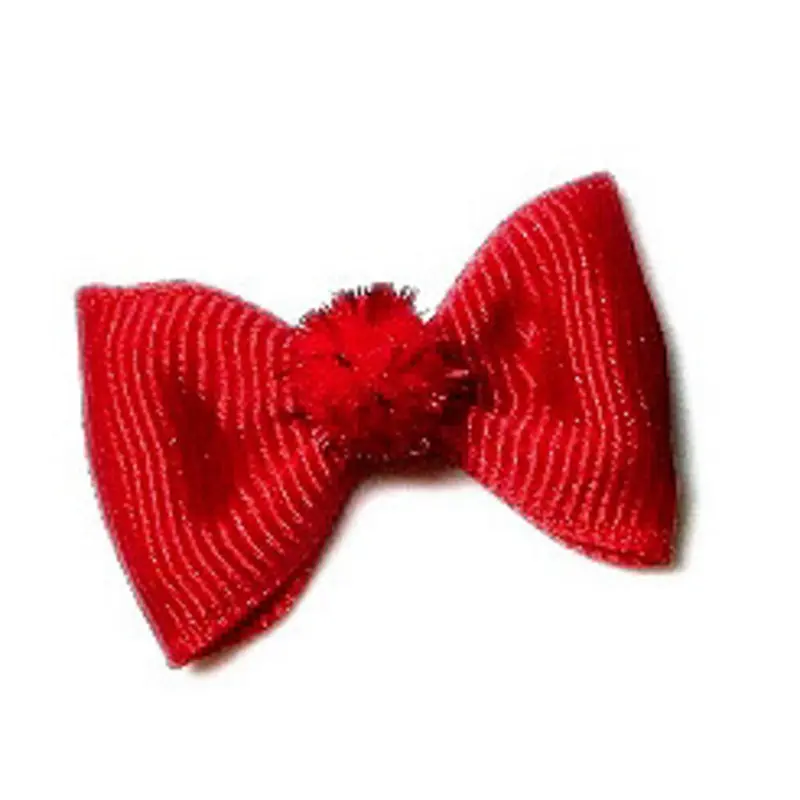 Holiday Fuzzies Dog Hair Bow Barrette - Red Alligator Clip