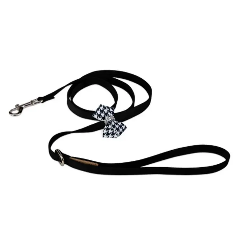 Black & White Houndstooth Nouveau Bow Dog Leash