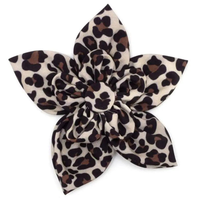 Leopard Pet Dog Collar Flower Small