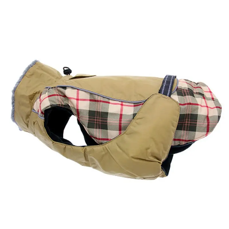 Alpine All-Weather Dog Coat - Beige Plaid X-Large