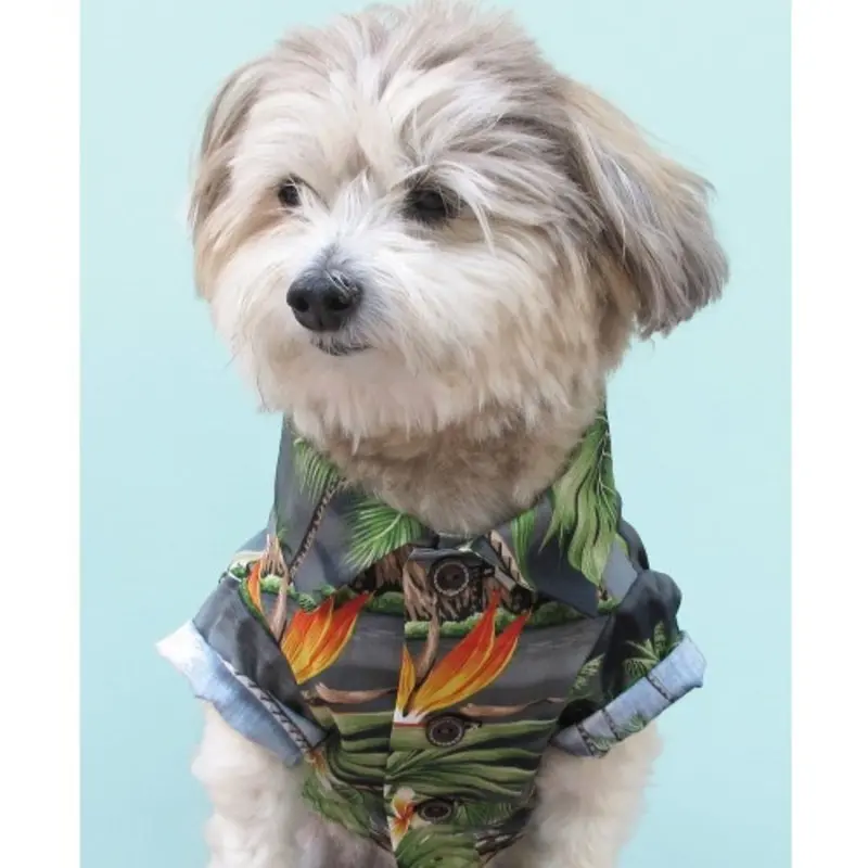 Cotton Hawaiian Gray Rustic Dog Shirt