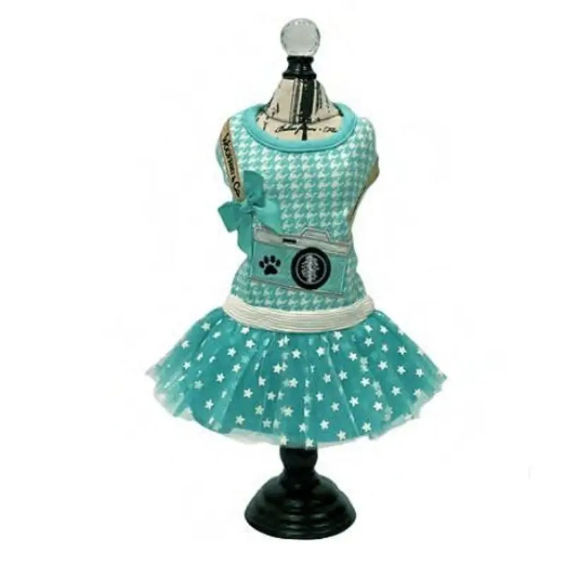 Designer Wooffany Camera Houndstooth Dog Dress Medium