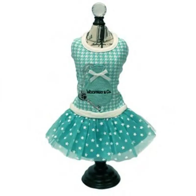 Designer Wooffany Key Pouch Houndstooth Dog Dress XXS