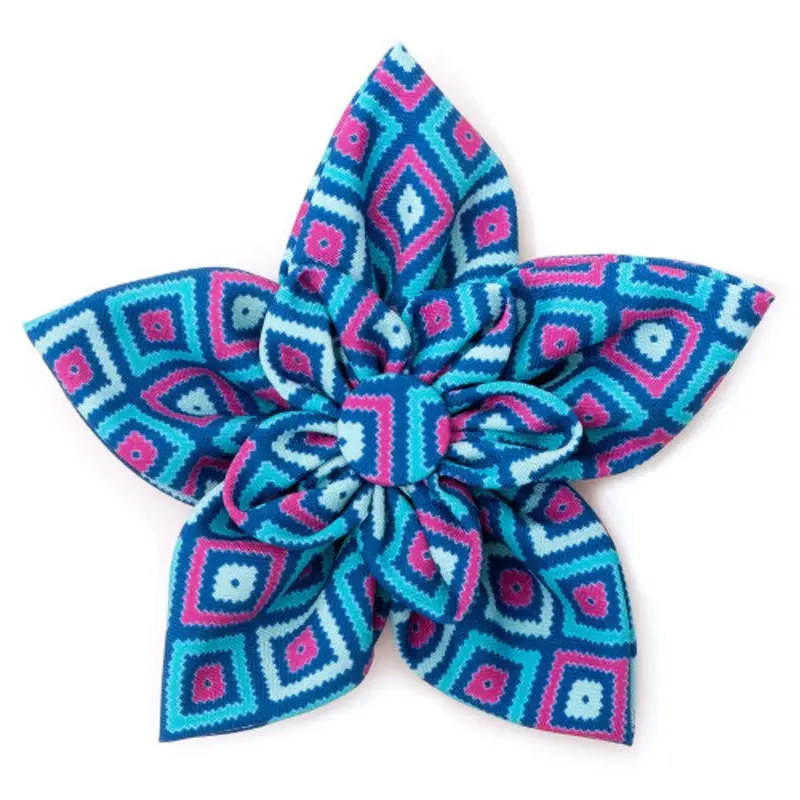 Graphic Diamond Purple Pet Dog Collar Flower Small