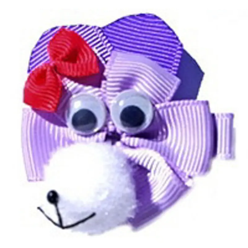 Purple Monkey Ribbon Dog Hair Bow One Size