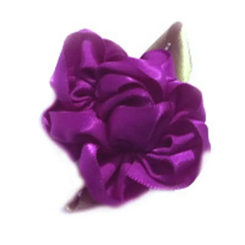 Purple Satin Flower Ribbon Dog Hair Bow Barrette One Size